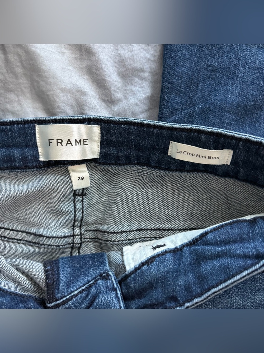 Frame Denim Le Crop Mini Boot Jeans in Dark Blue - Picture 2 of 8